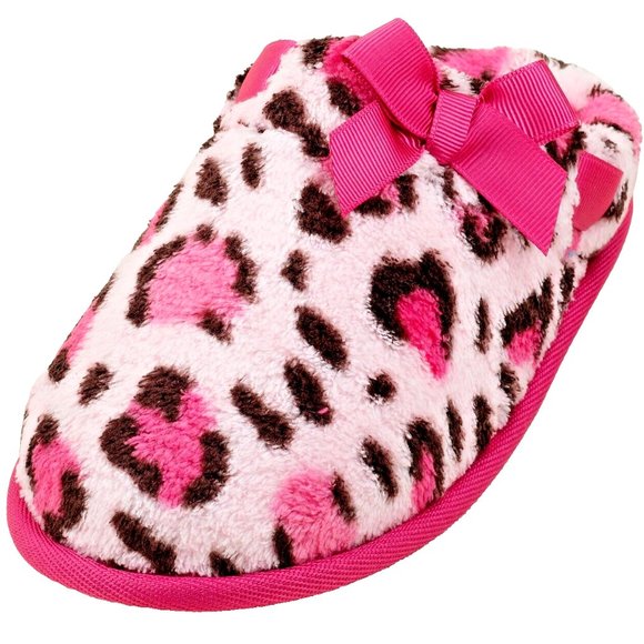 NWT The Childrens Place Girl Slippers Faux Fur Leopard SlipOn Shoe 8/9T … - Picture 2 of 9